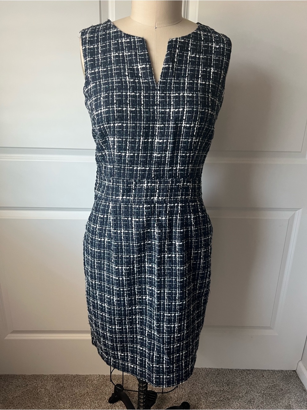 Banana Republic Blue Tweed Sleeveless Dress